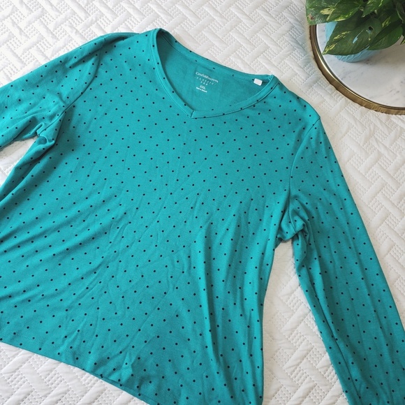 croft & barrow Tops - Teal Polka Dot Top